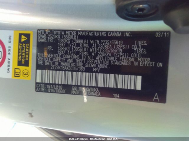 Photo 8 VIN: 2T2ZK1BAXBC057369 - LEXUS RX 350 