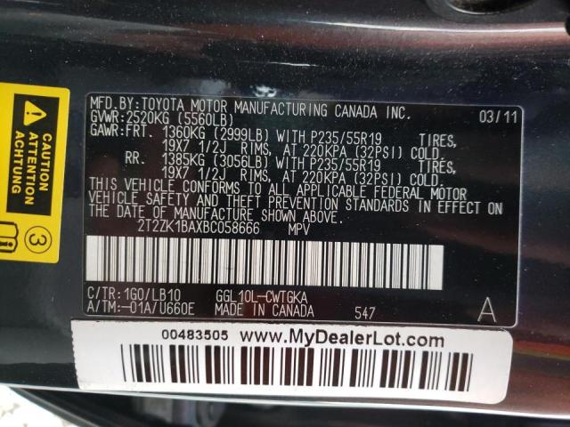 Photo 9 VIN: 2T2ZK1BAXBC058666 - LEXUS RX 350 