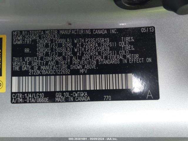 Photo 8 VIN: 2T2ZK1BAXDC122692 - LEXUS RX 350 