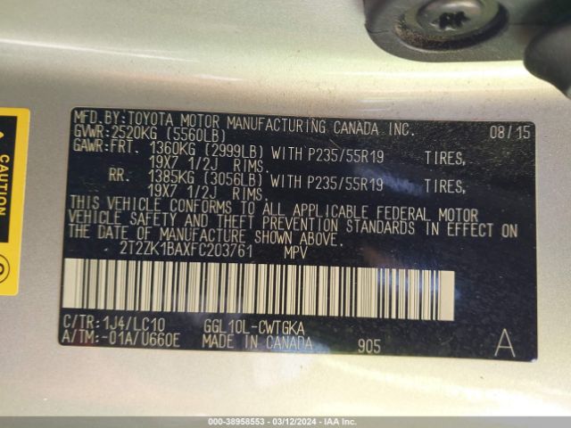 Photo 8 VIN: 2T2ZK1BAXFC203761 - LEXUS RX 350 