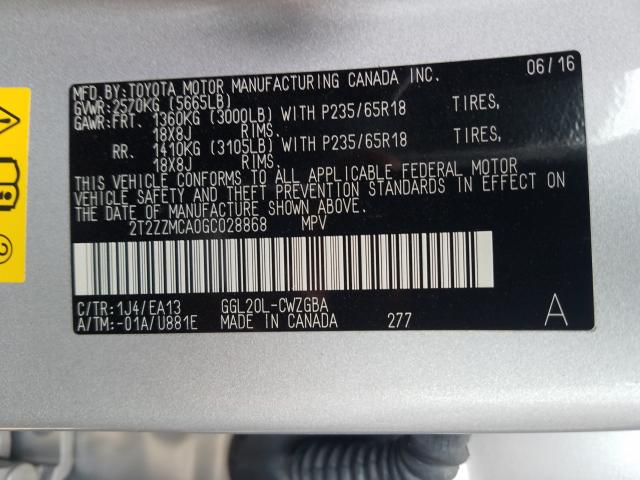 Photo 9 VIN: 2T2ZZMCA0GC028868 - LEXUS RX 350 