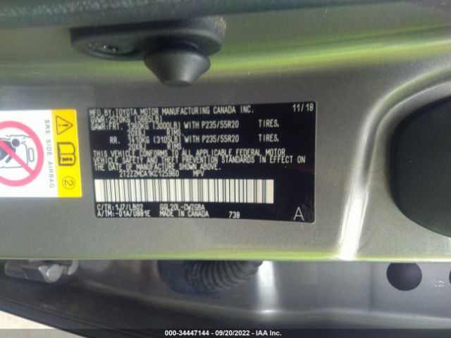 Photo 8 VIN: 2T2ZZMCA1KC125960 - LEXUS RX 