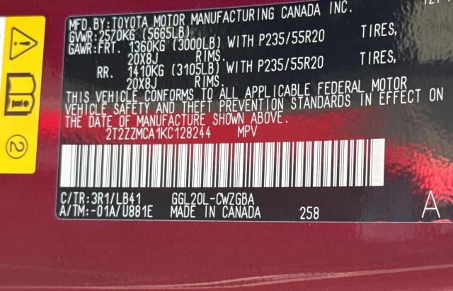Photo 9 VIN: 2T2ZZMCA1KC128244 - LEXUS RX 350 BAS 