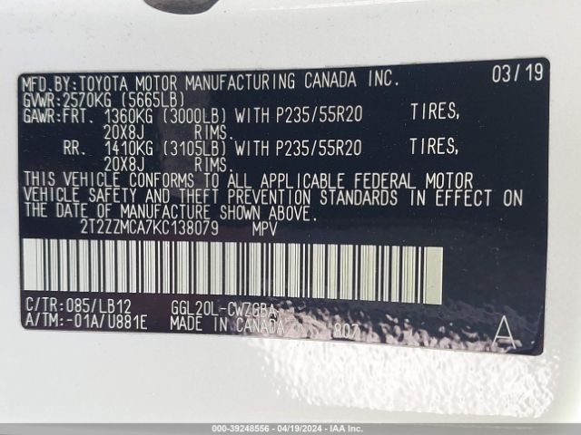 Photo 8 VIN: 2T2ZZMCA7KC138079 - LEXUS RX 350 