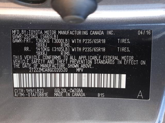 Photo 9 VIN: 2T2ZZMCA8GC020520 - LEXUS RX 350 