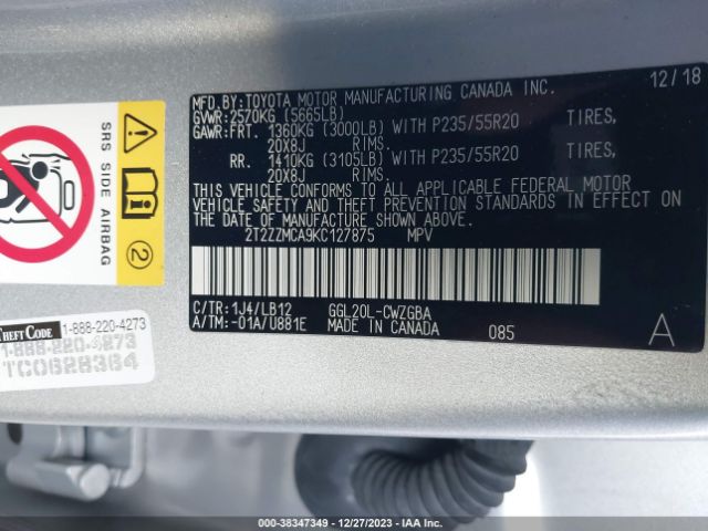 Photo 8 VIN: 2T2ZZMCA9KC127875 - LEXUS RX 350 