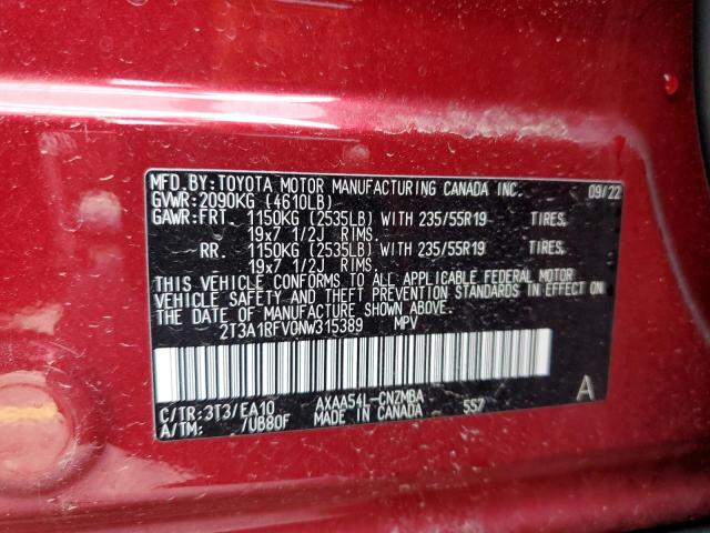 Photo 13 VIN: 2T3A1RFV0NW315389 - TOYOTA RAV4 XLE P 