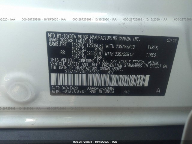 Photo 8 VIN: 2T3A1RFV2KC059608 - TOYOTA RAV4 