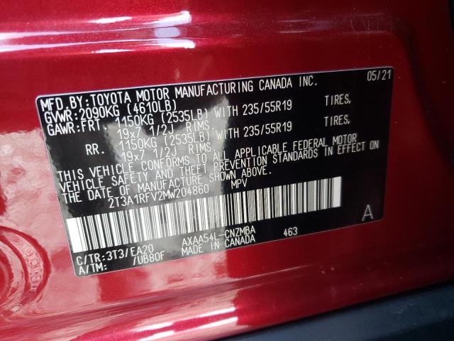 Photo 12 VIN: 2T3A1RFV2MW204860 - TOYOTA RAV4 XLE P 