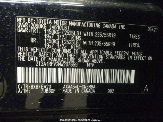 Photo 8 VIN: 2T3A1RFV2MW207659 - TOYOTA RAV4 