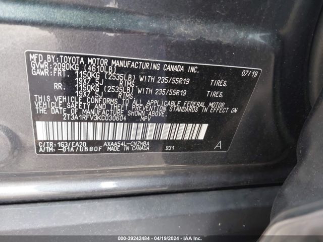 Photo 8 VIN: 2T3A1RFV3KC030604 - TOYOTA RAV4 