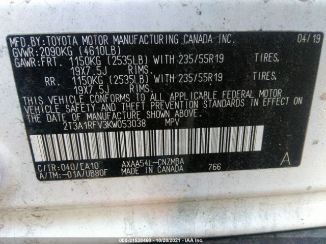 Photo 8 VIN: 2T3A1RFV3KW053038 - TOYOTA RAV4 