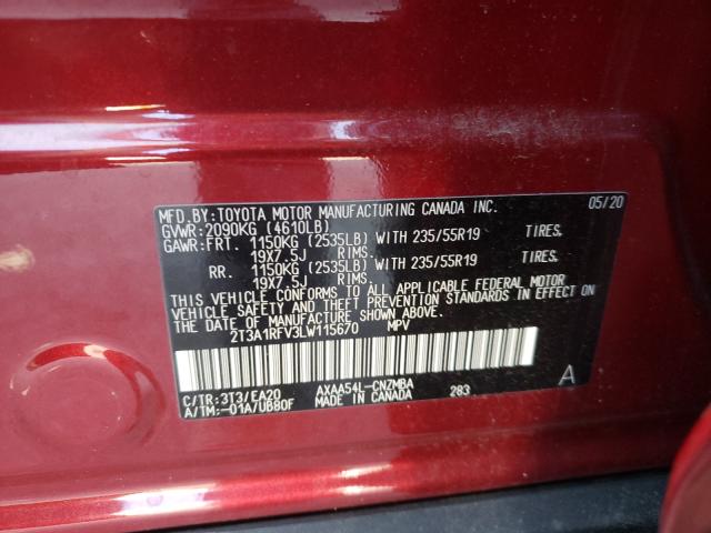 Photo 9 VIN: 2T3A1RFV3LW115670 - TOYOTA RAV4 XLE P 