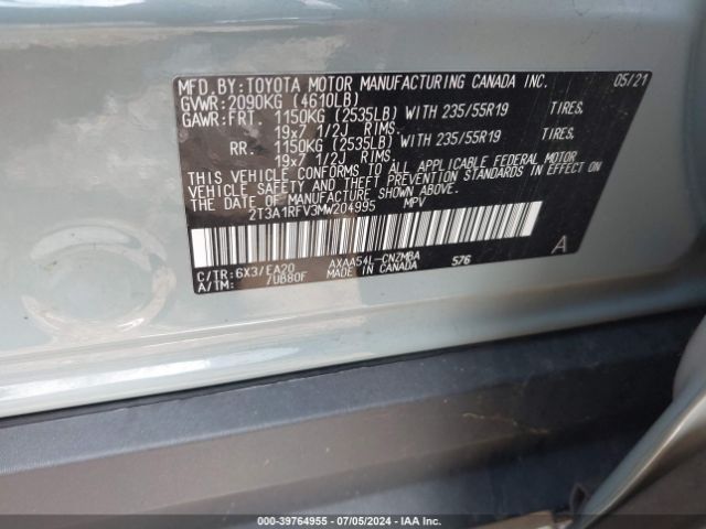 Photo 8 VIN: 2T3A1RFV3MW204995 - TOYOTA RAV4 