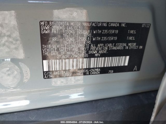 Photo 8 VIN: 2T3A1RFV3NW289595 - TOYOTA RAV4 