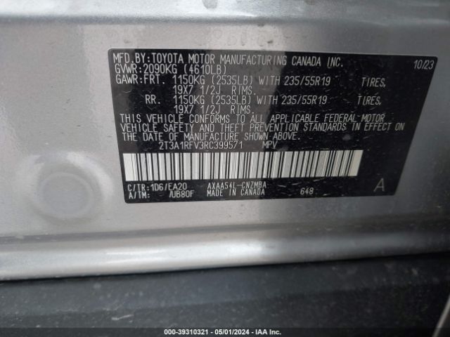 Photo 8 VIN: 2T3A1RFV3RC399571 - TOYOTA RAV4 