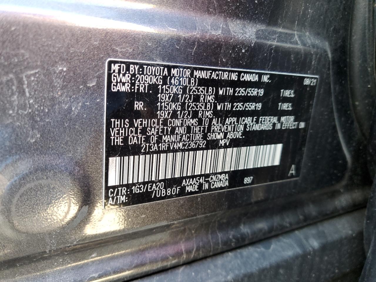 Photo 12 VIN: 2T3A1RFV4MC236792 - TOYOTA RAV 4 