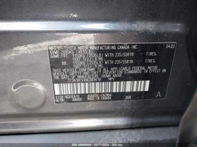 Photo 8 VIN: 2T3A1RFV4NC283418 - TOYOTA RAV4 