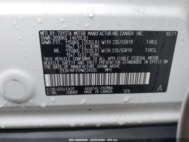 Photo 8 VIN: 2T3A1RFV5MW234595 - TOYOTA RAV4 