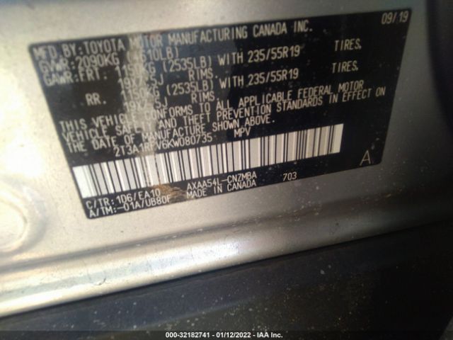 Photo 8 VIN: 2T3A1RFV6KW080735 - TOYOTA RAV4 