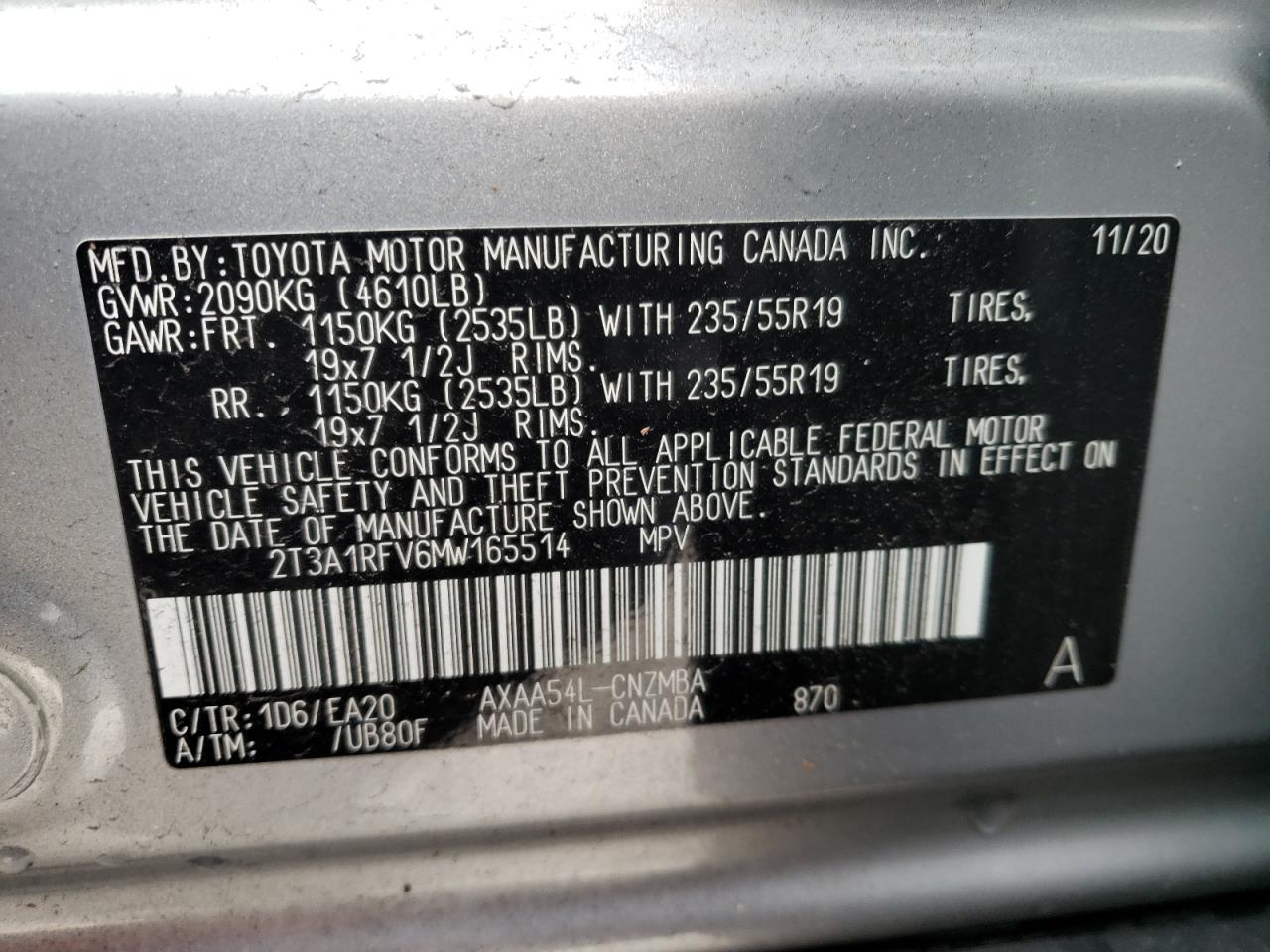 Photo 13 VIN: 2T3A1RFV6MW165514 - TOYOTA RAV 4 