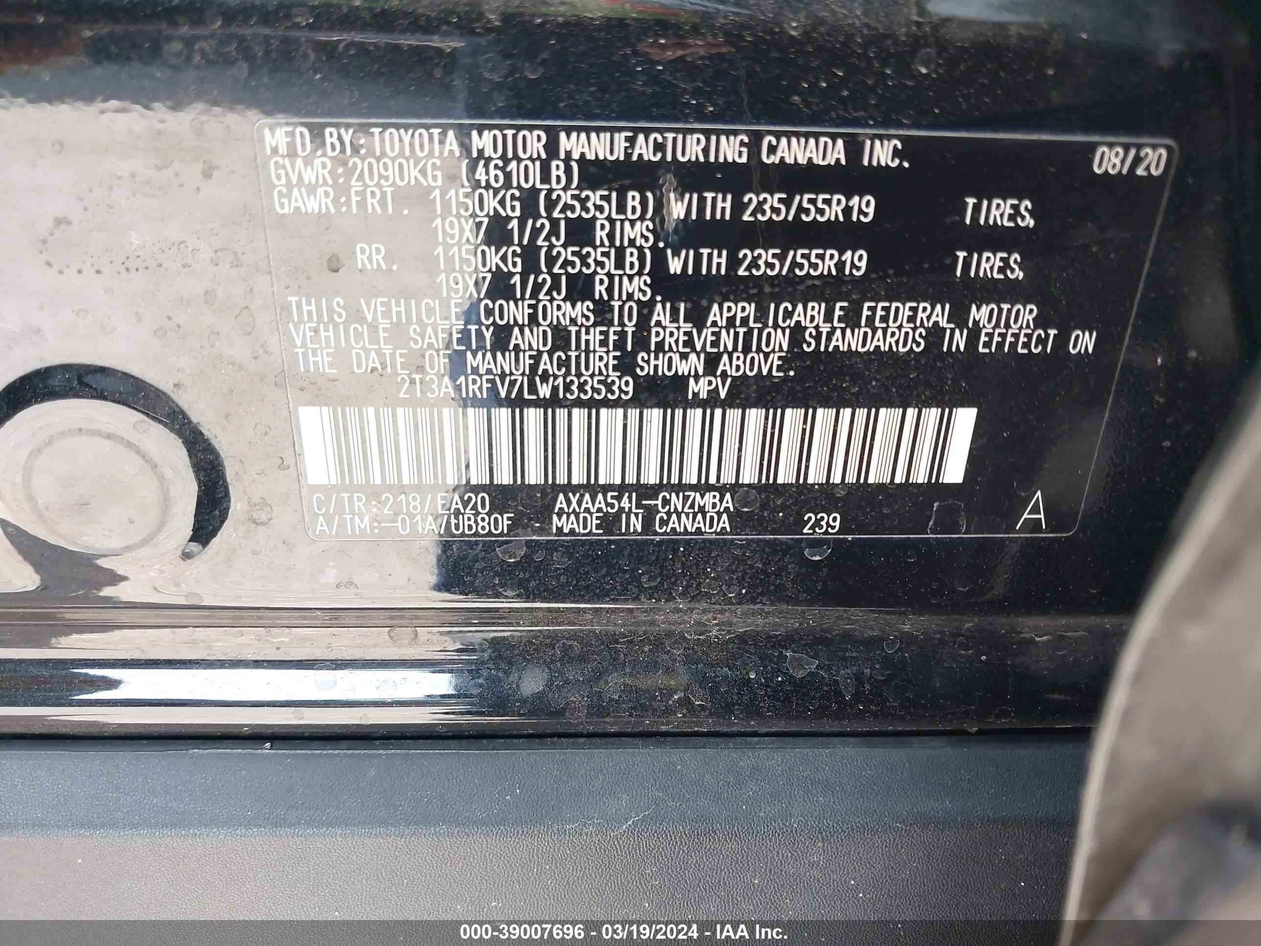 Photo 8 VIN: 2T3A1RFV7LW133539 - TOYOTA RAV 4 