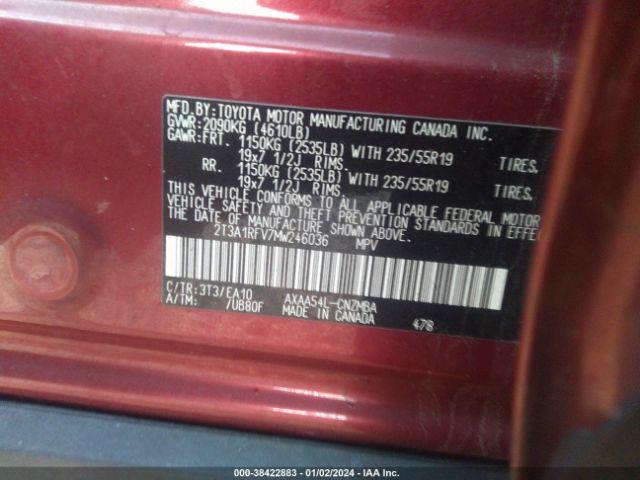 Photo 8 VIN: 2T3A1RFV7MW246036 - TOYOTA RAV4 