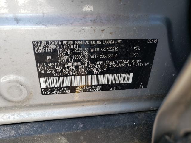 Photo 9 VIN: 2T3A1RFV8KW077660 - TOYOTA RAV4 XLE P 