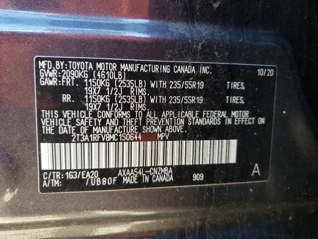 Photo 9 VIN: 2T3A1RFV8MC150644 - TOYOTA RAV4 XLE P 