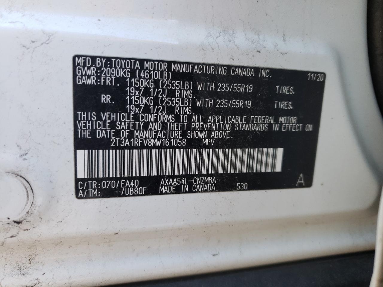 Photo 12 VIN: 2T3A1RFV8MW161058 - TOYOTA RAV4 