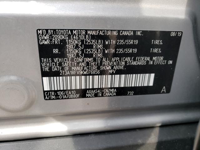 Photo 9 VIN: 2T3A1RFV9KW076856 - TOYOTA RAV4 XLE P 