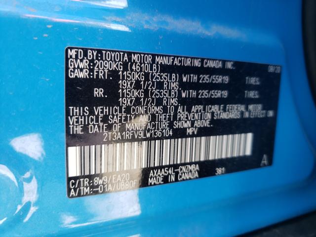 Photo 9 VIN: 2T3A1RFV9LW136104 - TOYOTA RAV4 XLE P 