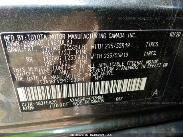 Photo 8 VIN: 2T3A1RFV9MC153391 - TOYOTA RAV4 