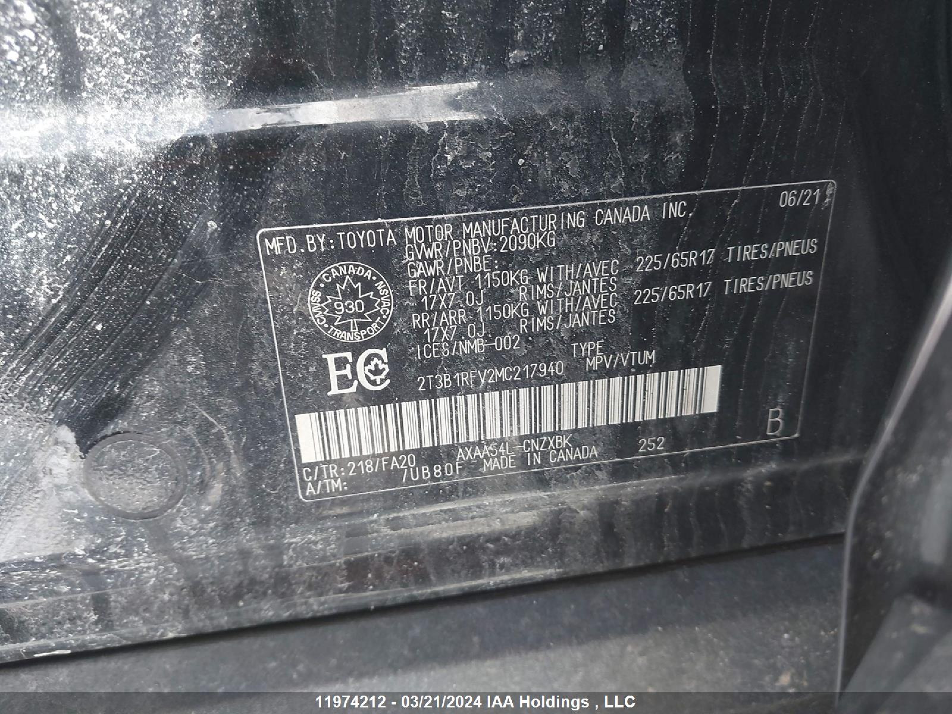 Photo 8 VIN: 2T3B1RFV2MC217940 - TOYOTA RAV 4 