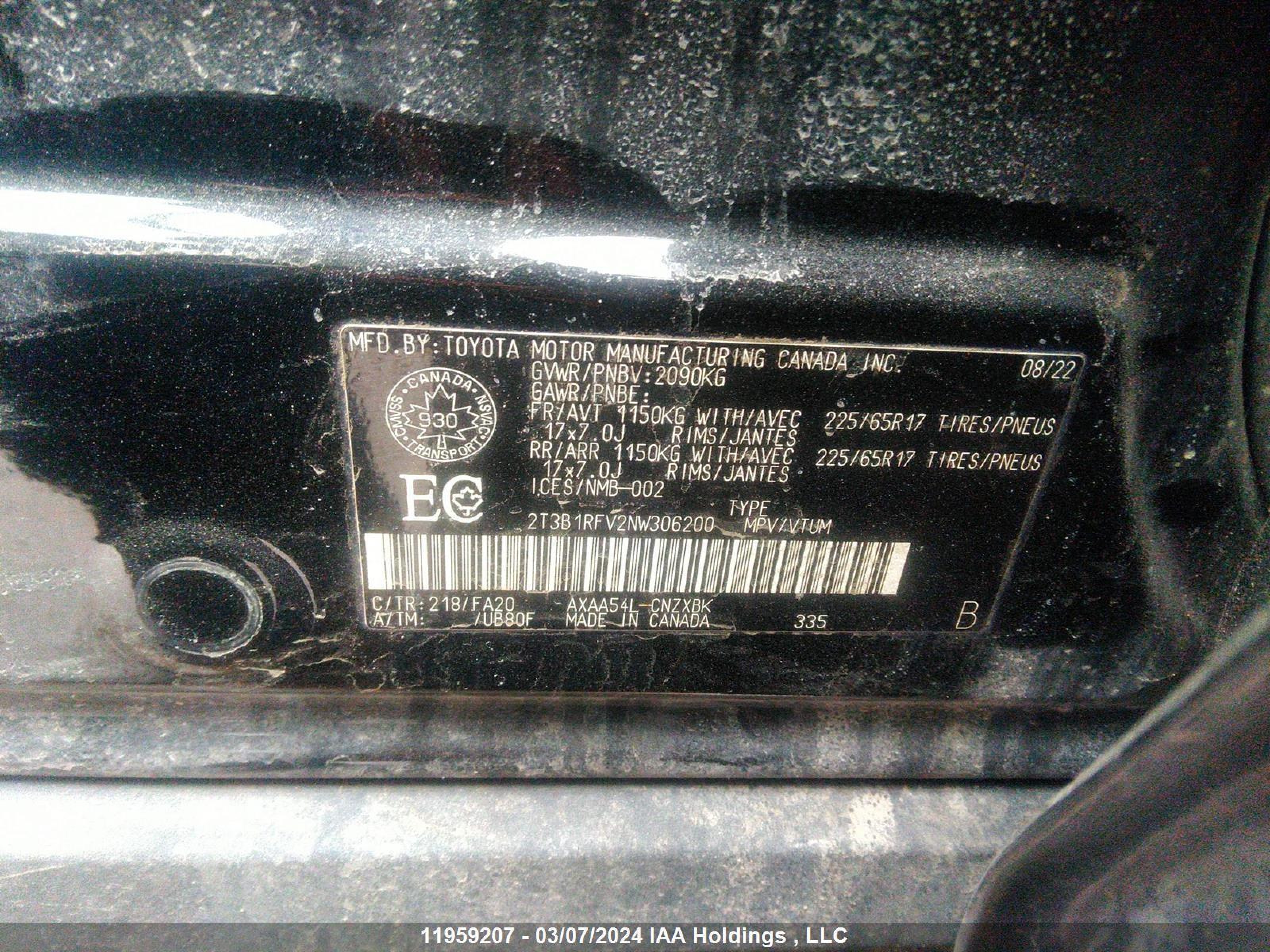 Photo 8 VIN: 2T3B1RFV2NW306200 - TOYOTA RAV 4 