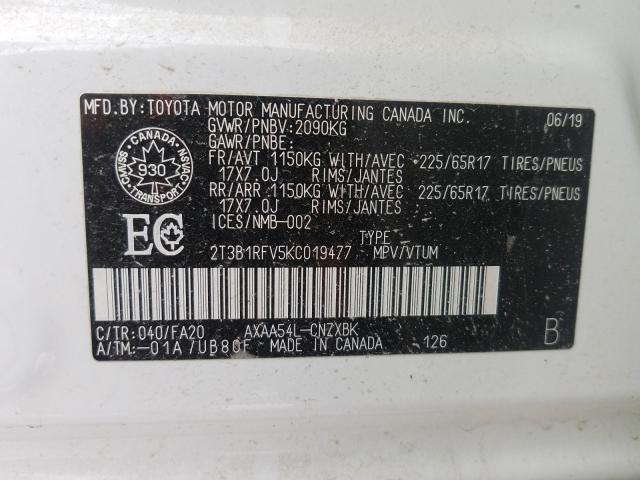 Photo 9 VIN: 2T3B1RFV5KC019477 - TOYOTA RAV4 LE 