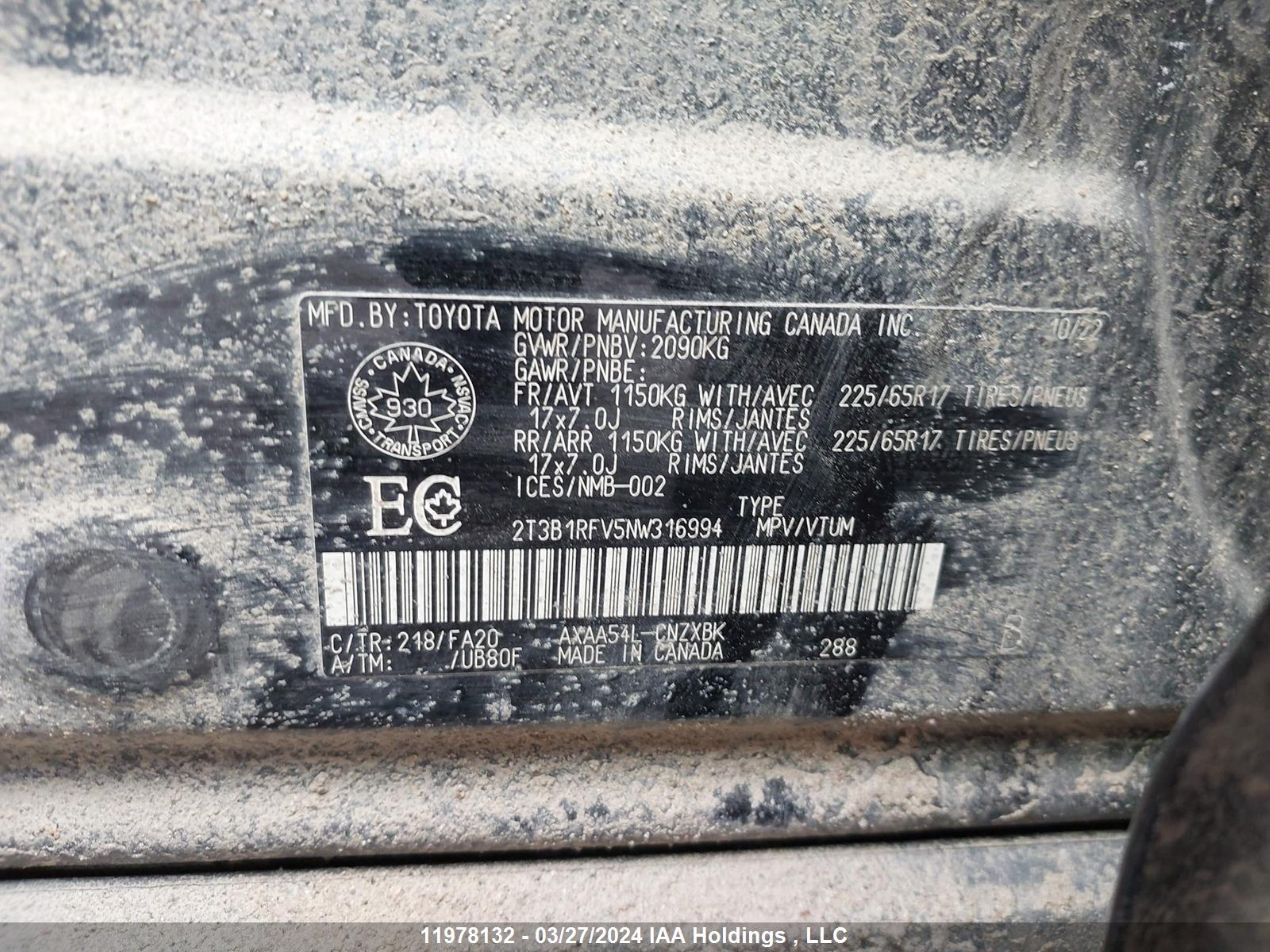 Photo 8 VIN: 2T3B1RFV5NW316994 - TOYOTA RAV 4 