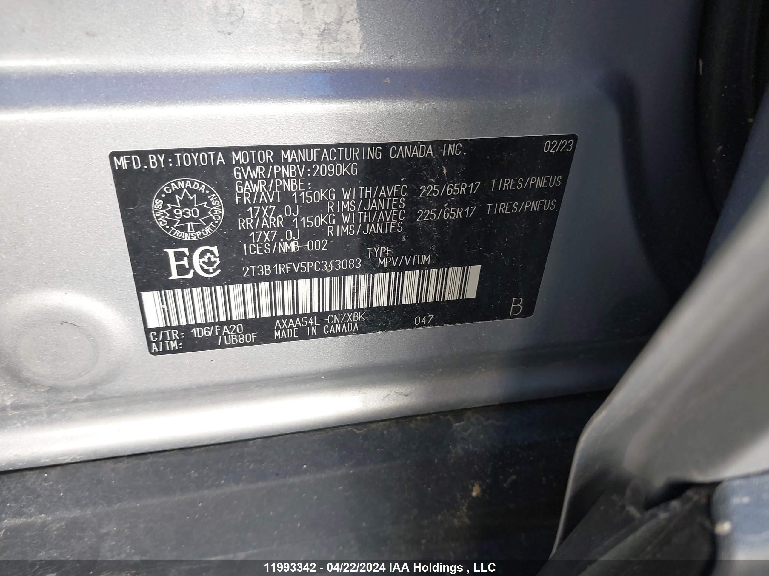 Photo 8 VIN: 2T3B1RFV5PC343083 - TOYOTA RAV 4 