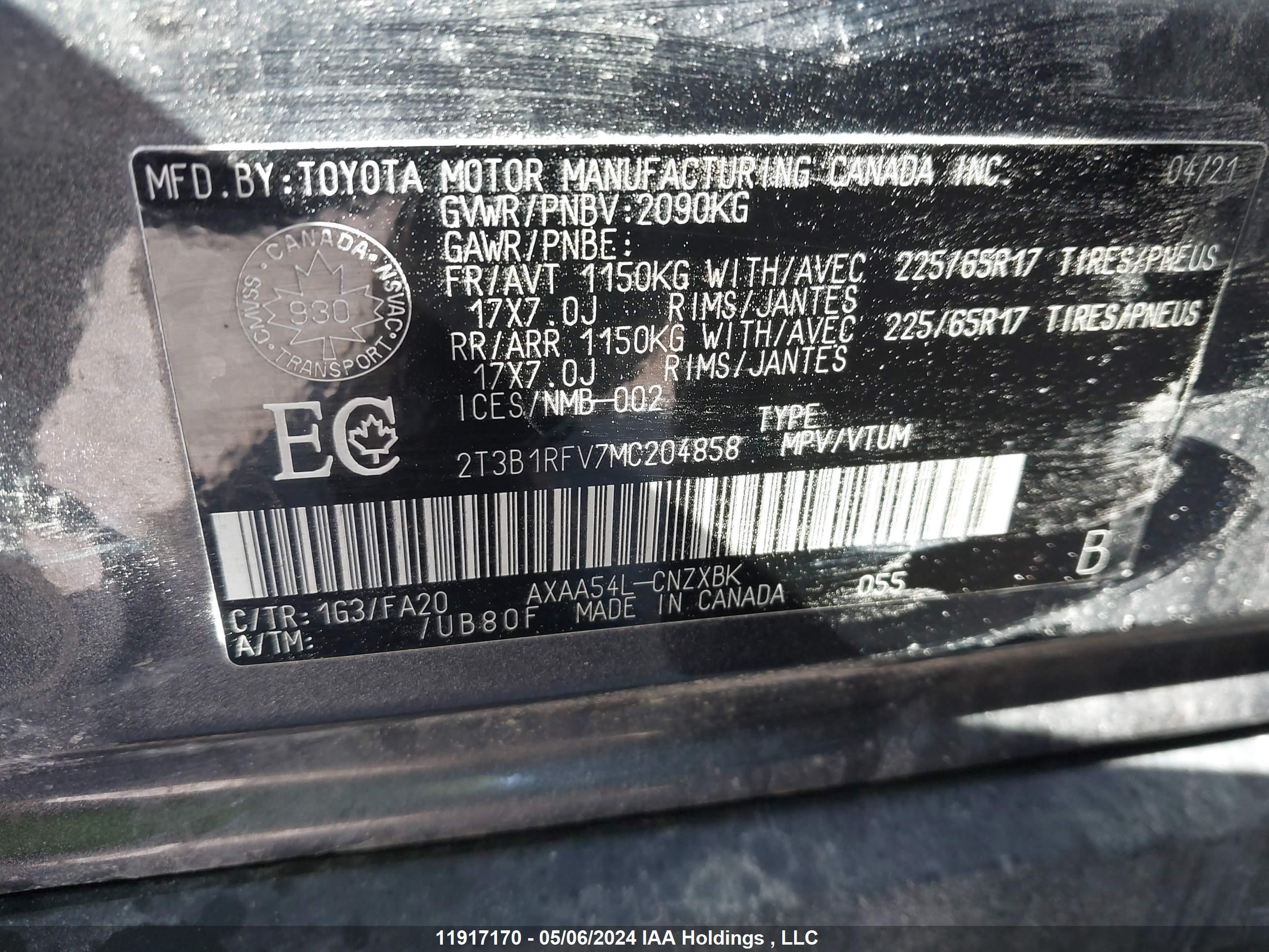 Photo 8 VIN: 2T3B1RFV7MC204858 - TOYOTA RAV 4 