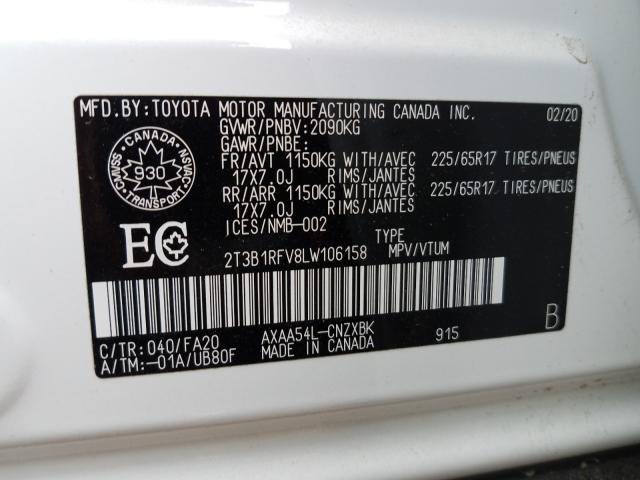 Photo 9 VIN: 2T3B1RFV8LW106158 - TOYOTA RAV4 LE 