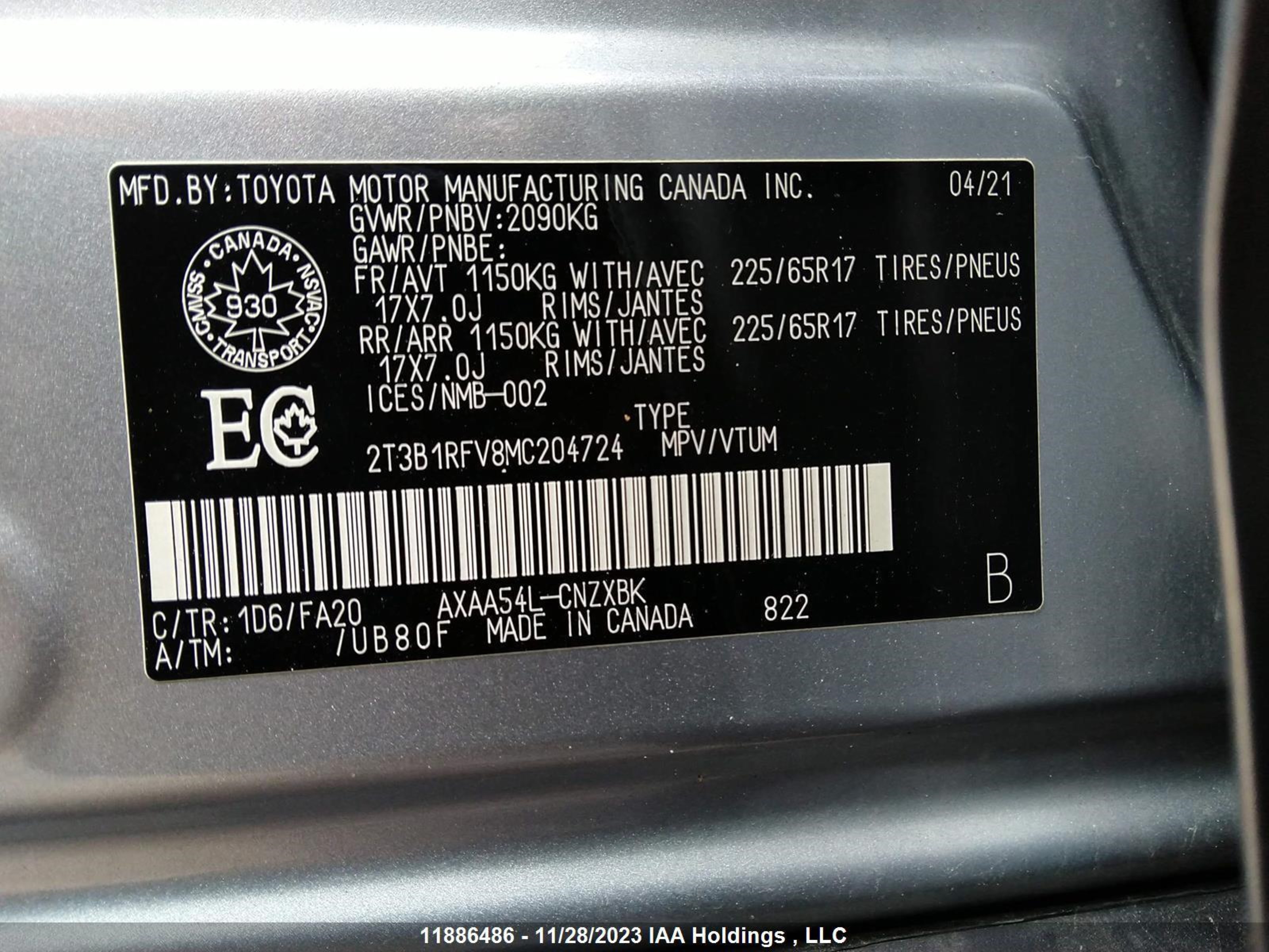 Photo 8 VIN: 2T3B1RFV8MC204724 - TOYOTA RAV 4 