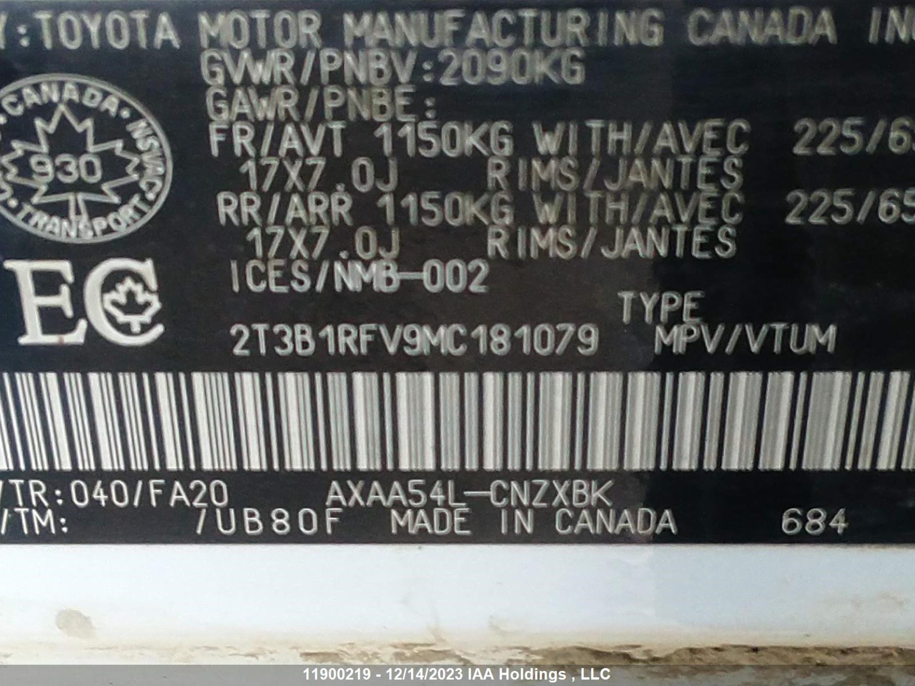 Photo 8 VIN: 2T3B1RFV9MC181079 - TOYOTA RAV 4 