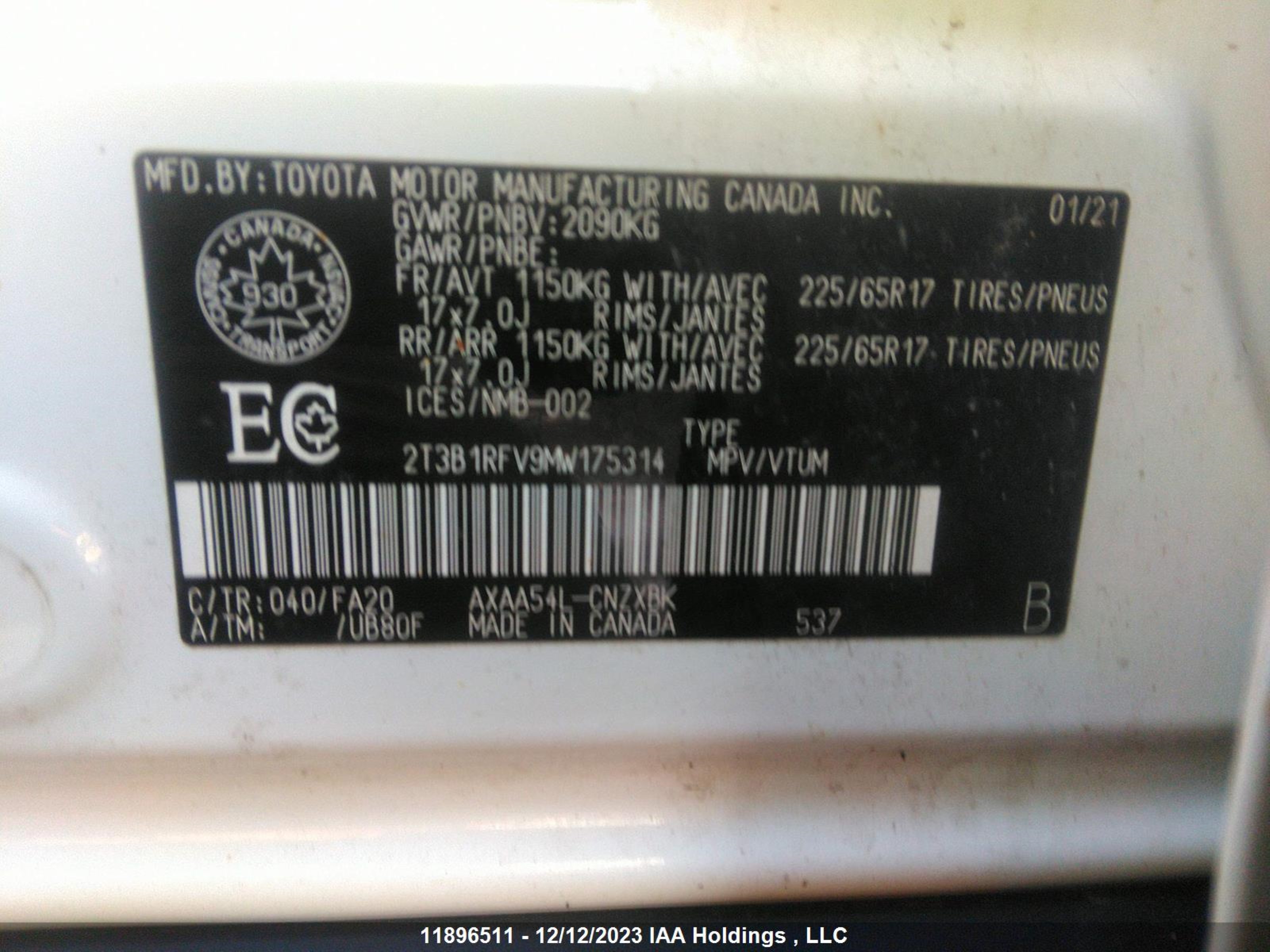 Photo 8 VIN: 2T3B1RFV9MW175314 - TOYOTA RAV 4 