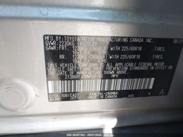 Photo 8 VIN: 2T3B6RFV1MW026140 - TOYOTA RAV4 