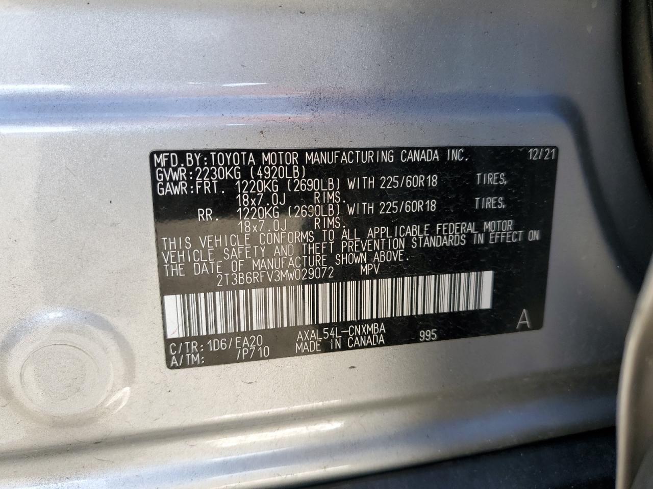 Photo 12 VIN: 2T3B6RFV3MW029072 - TOYOTA RAV 4 