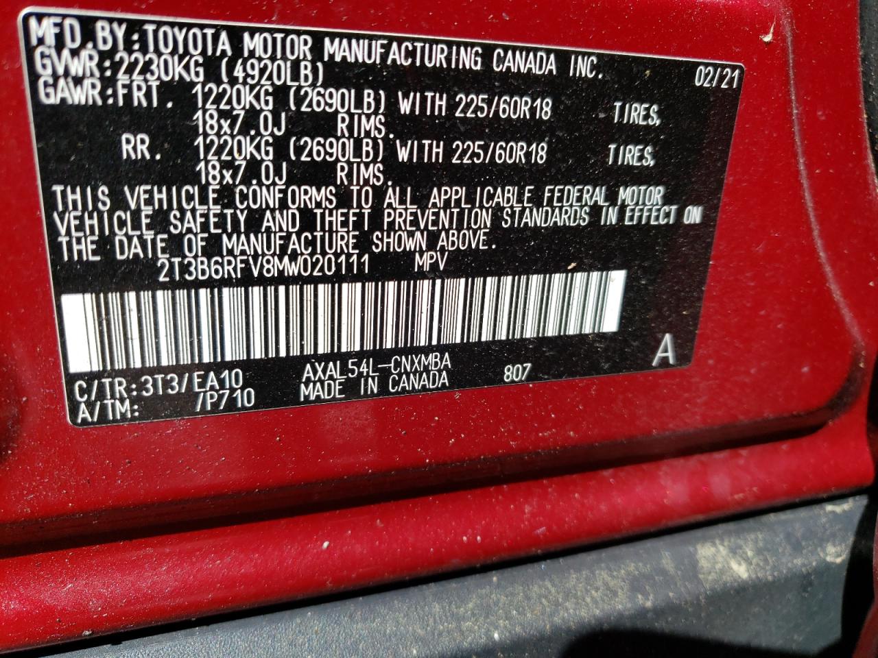 Photo 13 VIN: 2T3B6RFV8MW020111 - TOYOTA RAV 4 