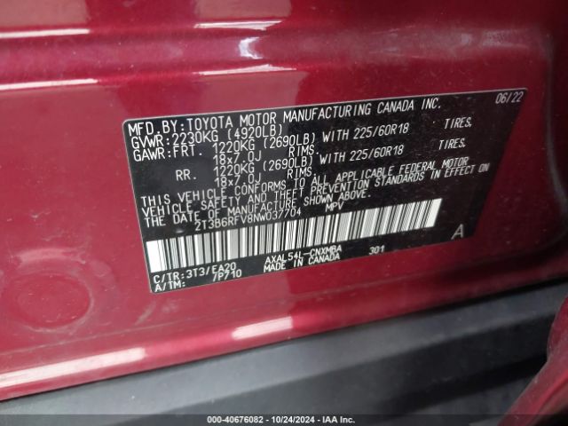 Photo 8 VIN: 2T3B6RFV8NW037704 - TOYOTA RAV4 