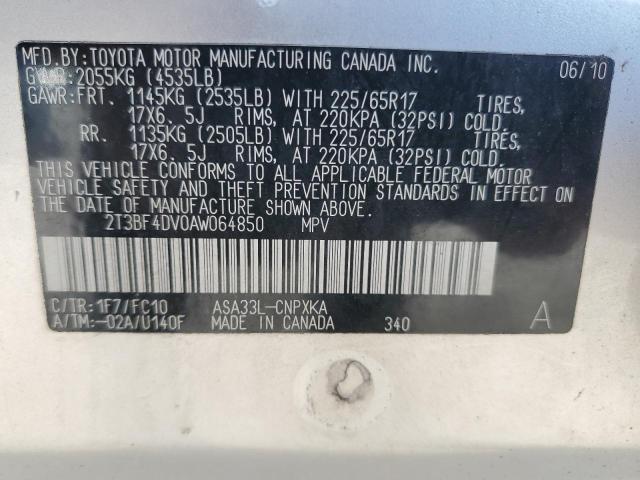 Photo 12 VIN: 2T3BF4DV0AW064850 - TOYOTA RAV4 