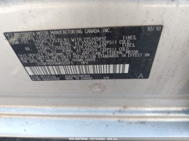 Photo 8 VIN: 2T3BF4DV0BW095971 - TOYOTA RAV4 