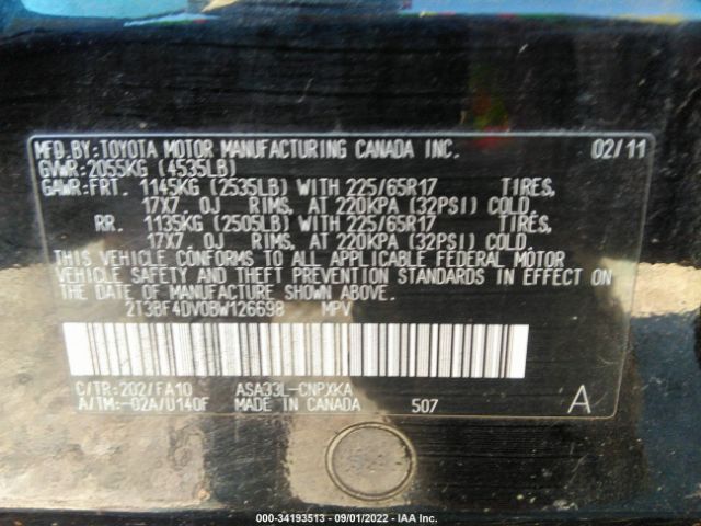 Photo 8 VIN: 2T3BF4DV0BW126698 - TOYOTA RAV4 